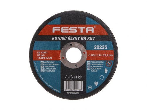 FESTA Vágókorong fémre 125 x 1,0 x 22,2 mm inox