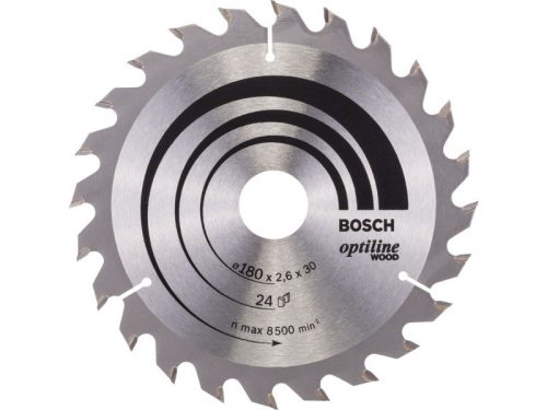 BOSCH Fűrésztárcsa fához 180 x 30/20 x 2,6 mm / 24T Optiline Wood ATB