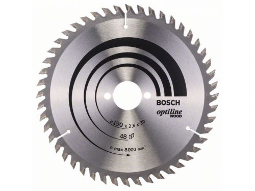 BOSCH Fűrésztárcsa fához 190 x 30 x 2,6 mm / 48T Optiline Wood ATB