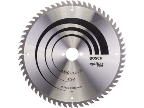 BOSCH Fűrésztárcsa fához 250 x 30 x 3,2 mm / 60T Optiline Wood ATB