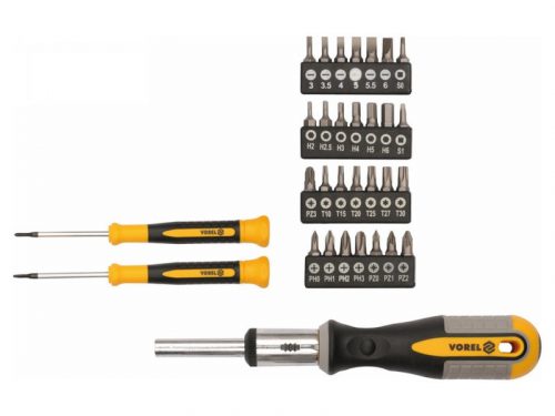 VOREL Racsnis precíziós csavarhúzó készlet 31 részes CrV