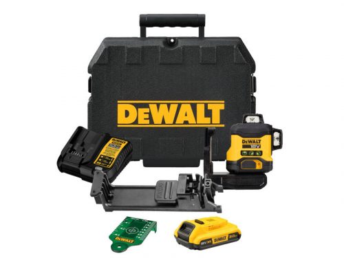 DEWALT Akkus 3 síkú lézer (zöld) 18 V (1 x 2,0 Ah akku + töltő) DCLE34031D1