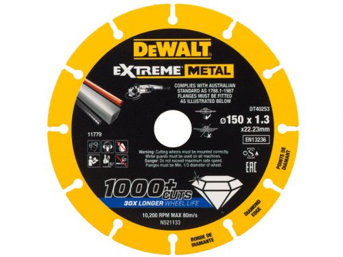 DEWALT EXTREME METAL Gyémánt vágókorong fémre 150 x 1,3  x 22,2 mm (fém/alu/inox)