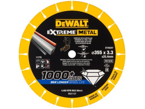 DEWALT EXTREME METAL Gyémánt vágókorong fémre 355 x 3,3  x 25,4 mm (fém/alu/inox)