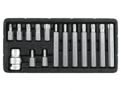 YATO Torx készlet 15 részes tamperproof T20-T55 L=30 mm, L=75 mm 1/2