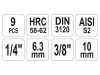 YATO Bit dugókulcs készlet 9 részes Imbusz 1/4", 3/8" CrV