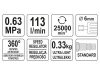 YATO Pneumatikus egyenes csiszoló könnyített 113 l/min