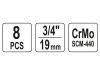 YATO Gépi hosszú dugókulcs készlet 8 részes 3/4" 22-41 mm CrMo