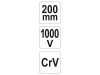 YATO Hosszúcsőrű fogó egyenes 200 mm 1000 V-ig szigetelt CrV