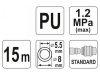 YATO Pneumatikus tömlő (spirál) gyorscsatlakozóval 5,5 x 8 mm x 15 m 1,2 MPa