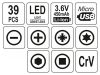 YATO Akkus precíziós csavarozó és bithegy készlet 39 részes 3,6 V Li-Ion (0,45 Ah + töltőkábel)