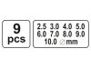 YATO Bőrlyukasztó készlet 9 részes 2,5-10 mm