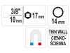 YATO Vékonyfalú gyertyakulcs 3/8" 14 mm / 63 mm