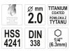 YATO Csigafúró 2,0 x 72/24 mm HSS-TiN bit befogású