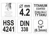 YATO Csigafúró 4,2 x 95/43 mm HSS-TiN bit befogású