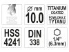 YATO Csigafúró 10,0 x 133/87 mm HSS-TiN bit befogású