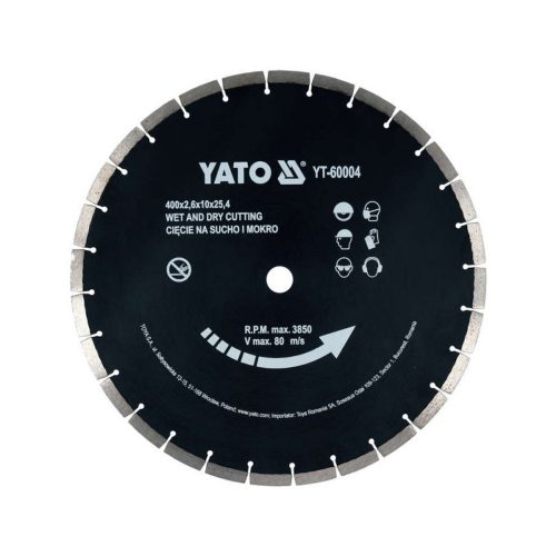 YATO Gyémánt vágókorong 400 x 3,6 x 10,0 x 25,4 mm szegmentált