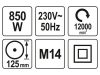 YATO Elektromos sarokcsiszoló M14 125 mm 850 W