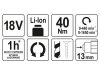 YATO Akkus fúrócsavarozó 40 Nm 18 V Li-Ion (akku + töltő nélkül)