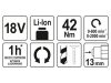 YATO Akkus fúrócsavarozó 42 Nm szénkefe nélküli 18 V Li-Ion (akku + töltő nélkül)