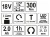 YATO Akkus ütvecsavarozó 1/2" 300 Nm 18 V Li-Ion (1 x 2,0 Ah akku + töltő)