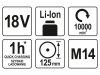 YATO Akkus sarokcsiszoló 125 mm 18 V Li-Ion (akku + töltő nélkül)