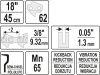 YATO Láncfűrész lánc 18" 3/8" 1,3 mm 62 szem